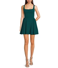 Honey and Rosie Square Neck Tank Fit And Flare Low Back Dress