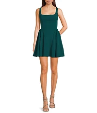 Honey and Rosie Square Neck Tank Fit And Flare Low Back Dress
