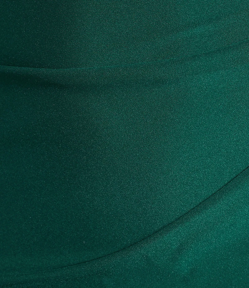 Honey and Rosie Straight Neck Criss Cross Back Asymmetrical Ruffled Midi Dress