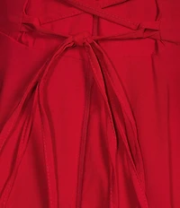 Honey And Rosie Straight Neck Drop Waist Lace Up Back Midi Dress