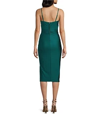 Honey and Rosie Square Neck Ruched Side Midi Dress