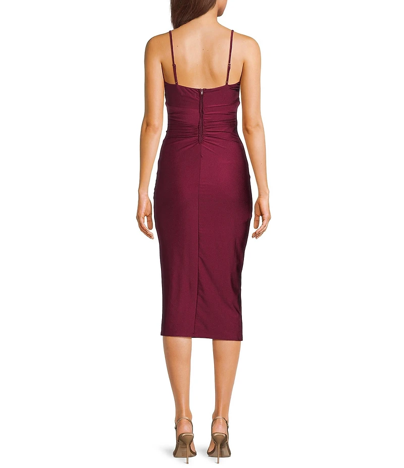 Honey and Rosie Square Neck Ruched Side Midi Dress