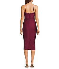 Honey and Rosie Square Neck Ruched Side Midi Dress