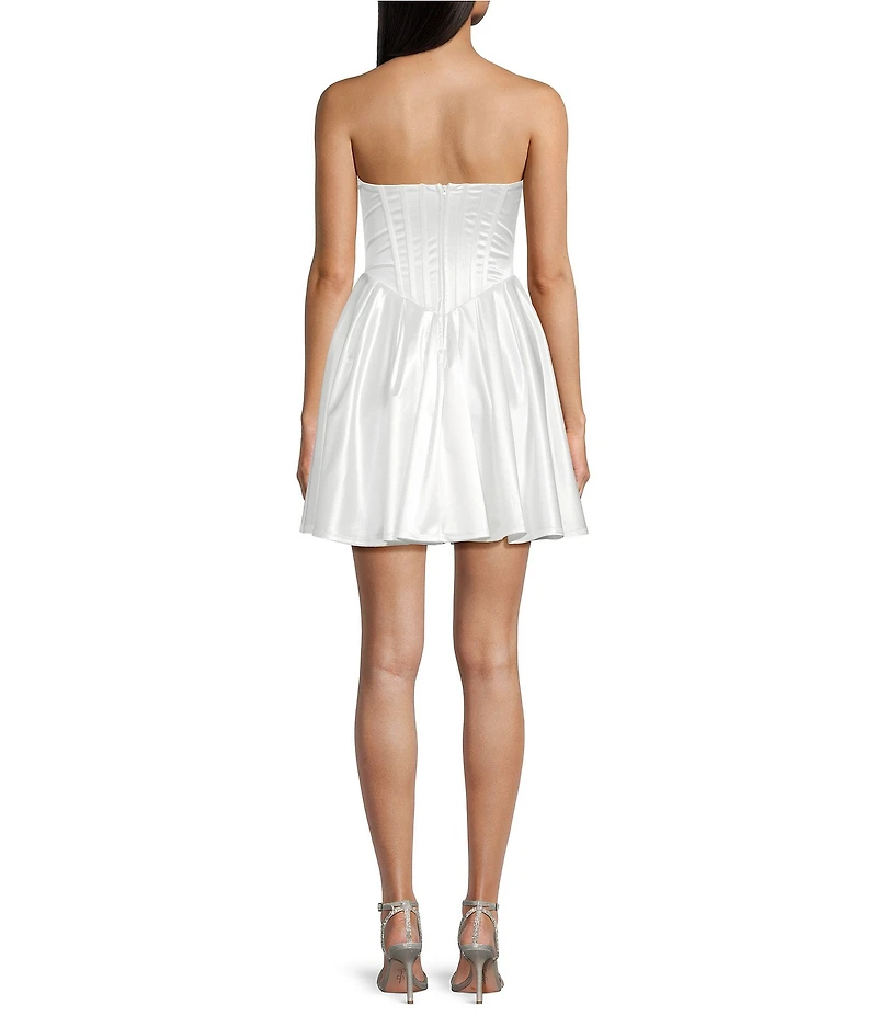 Honey and Rosie Strapless Cowl Neck Corseted Fit-And-Flare Dress