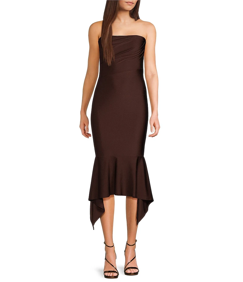 Honey and Rosie Strapless Fitted Handkerchief Hem Dress