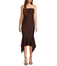 Honey and Rosie Strapless Fitted Handkerchief Hem Dress