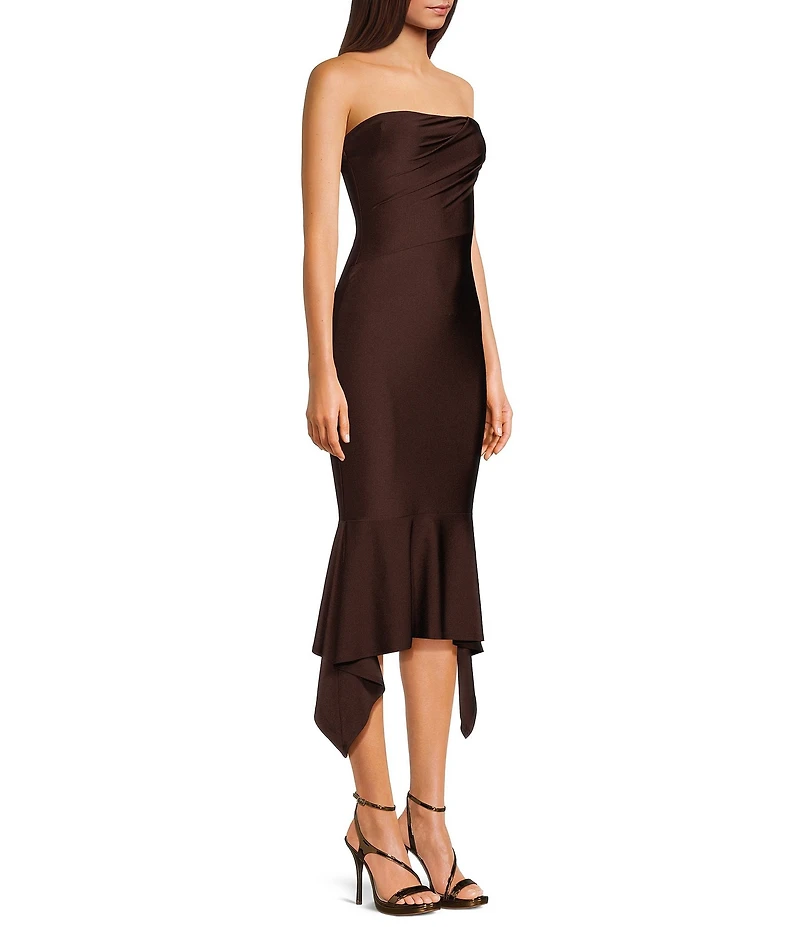 Honey and Rosie Strapless Fitted Handkerchief Hem Dress