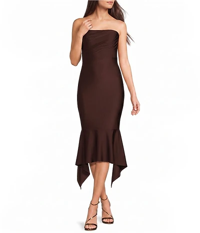 Honey and Rosie Strapless Fitted Handkerchief Hem Dress