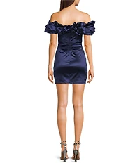 Honey and Rosie Strapless Puffed Off-The-Shoulder Neckline Short Fitted Dress
