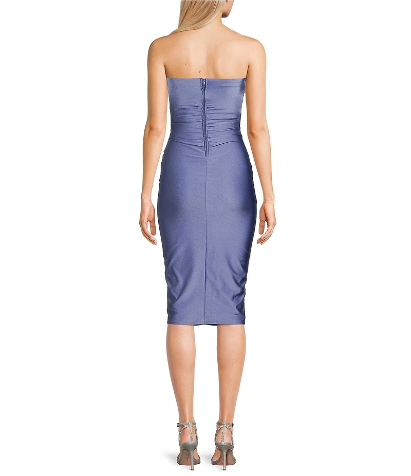Honey and Rosie Strapless Sweetheart Neck Midi Ruffle Dress