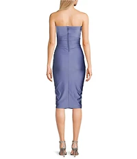 Honey and Rosie Strapless Sweetheart Neck Midi Ruffle Dress