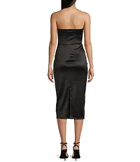 Honey and Rosie Strapless Sweetheart Neck Pleated Midi Dress