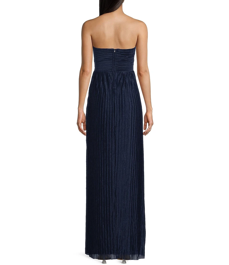 Honey and Rosie Strapless Sweetheart Neckline Sleeveless Pleated Dress