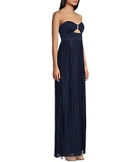 Honey and Rosie Strapless Sweetheart Neckline Sleeveless Pleated Dress
