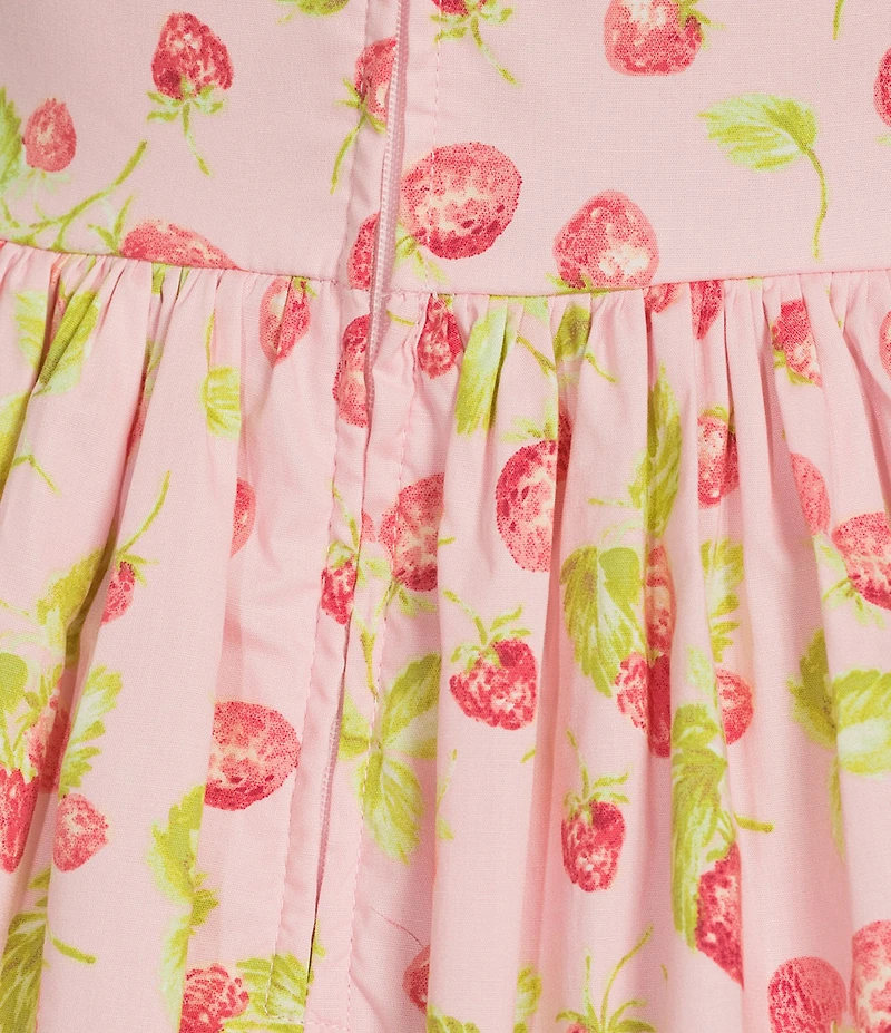 Honey and Rosie Strawberry Printed Square Neck Corseted Mini Dress