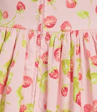 Honey and Rosie Strawberry Printed Square Neck Corseted Mini Dress