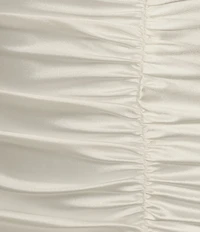 Honey and Rosie Sweetheart Drape Neck Illusion Mesh Corset Front Slit Long Dress