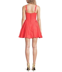 Honey and Rosie Sweetheart Neck Button Front Side Godet Dress