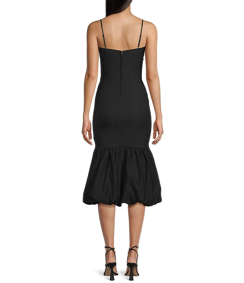 Honey and Rosie Sweetheart Neck Fitted Bubble Hem Midi Dress