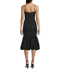 Honey and Rosie Sweetheart Neck Fitted Bubble Hem Midi Dress