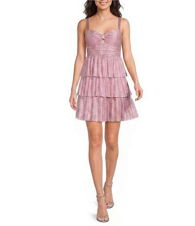 Honey and Rosie Sweetheart Neck Sleeveless Pleated A-Line Dress