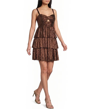 Honey and Rosie Sweetheart Neck Sleeveless Pleated A-Line Dress