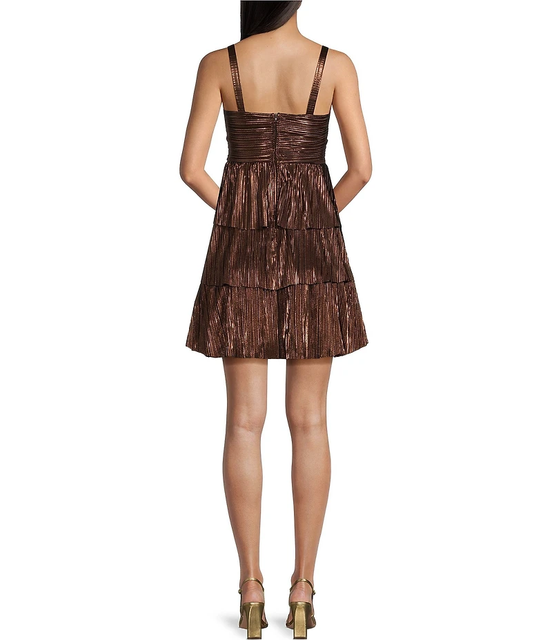 Honey and Rosie Sweetheart Neck Sleeveless Pleated A-Line Dress