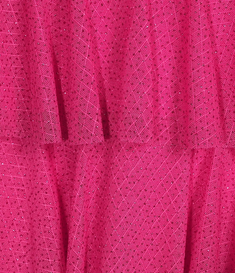 Honey and Rosie Sweetheart Off-The-Shoulder Mesh Drape Ruffle Skirt Dress