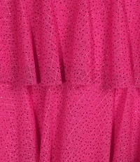 Honey and Rosie Sweetheart Off-The-Shoulder Mesh Drape Ruffle Skirt Dress