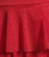 Honey and Rosie Sweetheart Off Shoulder Mesh Drape Ruffle Skirt Dress