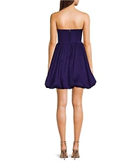 Honey and Rosie Sweetheart Pleated Strapless Neck Corseted Mesh Insert Fit And Flare Bubble Dress