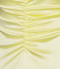 Honey and Rosie Tie Spaghetti Strap Empire-Waist Ruched Shiny Satin Mini Dress