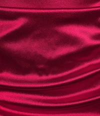 Honey and Rosie Tie Spaghetti Strap Empire-Waist Ruched Shiny Satin Mini Dress