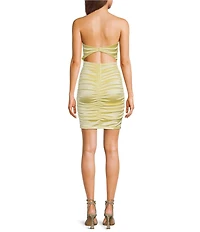 Honey and Rosie Twist Front Bandeau Neck Shirred Bodycon Dress