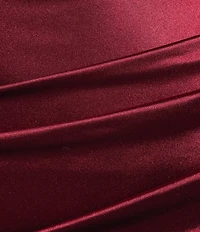 Honey and Rosie V-Neck Corseted Flared-Hem Front Slit Long Dress