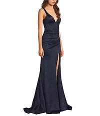 Honey and Rosie V-Neck Corseted Pleated Envelope Front Lace Up Back Dress