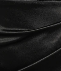 Honey and Rosie V-Neck Corseted Pleated Envelope Front Lace Up Back Midi Dress