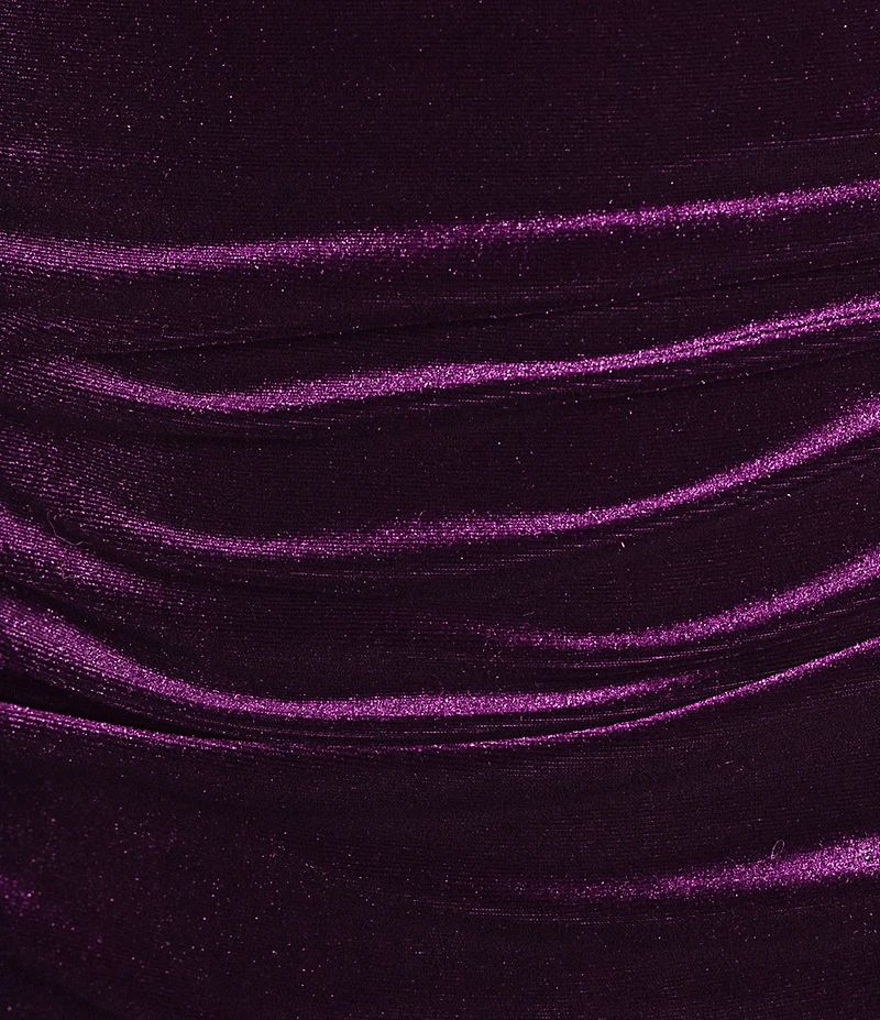 Honey and Rosie Velvet Drape Neck Ruched Bodycon Dress