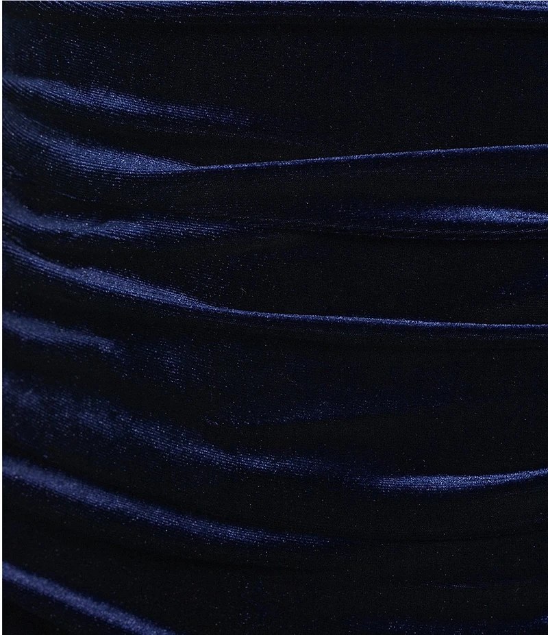 Honey and Rosie Velvet Drape Neck Ruched Bodycon Dress