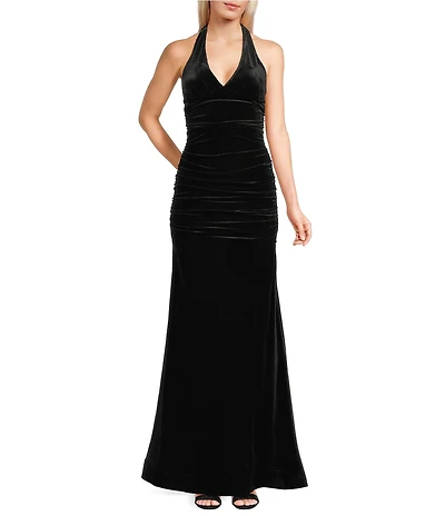 Honey and Rosie Velvet Halter Neck Mermaid Ballgown