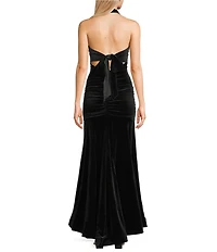 Honey and Rosie Velvet Halter Neck Mermaid Ballgown