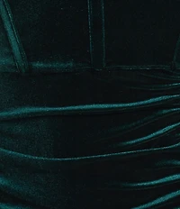 Honey and Rosie Velvet Lace Trim Bustier Bodice Lace Up Back Side Slit Dress