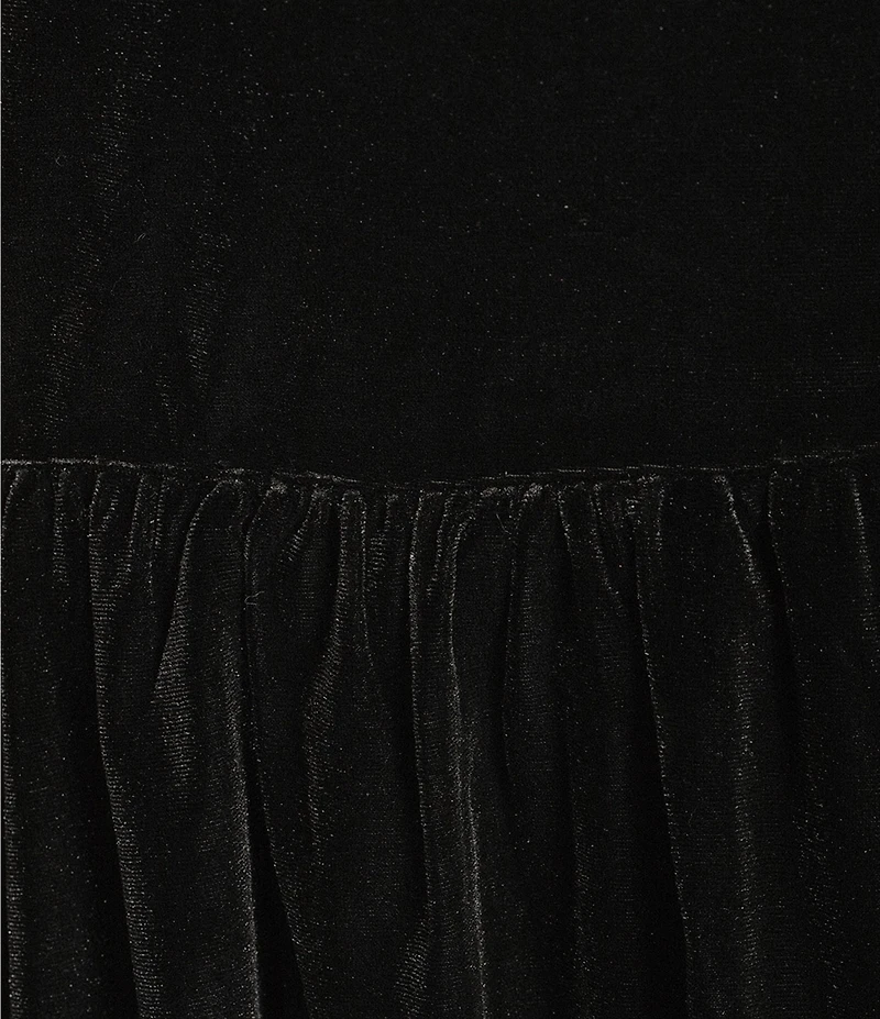 Honey and Rosie Velvet Scoop Neck Long Sleeve Drop Waist Bubble Dress