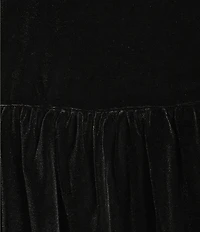 Honey and Rosie Velvet Scoop Neck Long Sleeve Drop Waist Bubble Dress