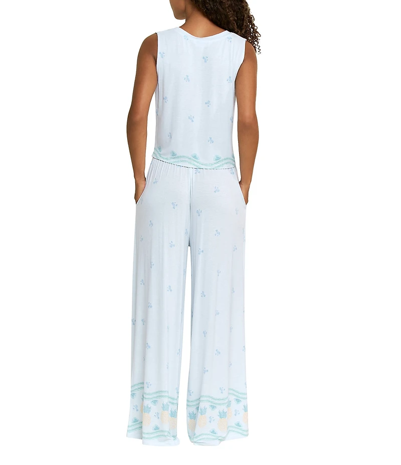 Honeydew All American Sleeveless V-Neck Knit Ocean Glow Pineapple Print Long Pajama Set