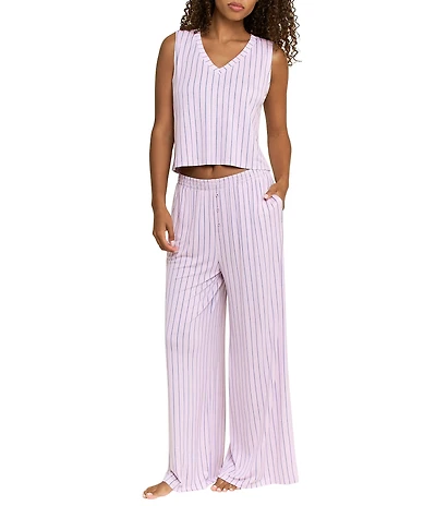 Honeydew All American Sleeveless V-Neck Knit Striped Long Pajama Set