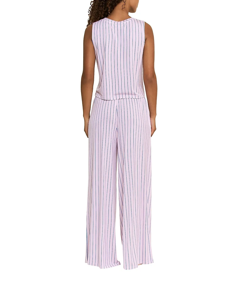 Honeydew All American Sleeveless V-Neck Knit Striped Long Pajama Set
