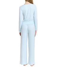 HONEYDEW Blissful Solid Long Sleeve Henley Neck Pajama Set