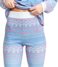 HONEYDEW Daybreak Fair Isle Print Long Sleeve Ribbed Jersey Knit Long Holiday Pajama Set