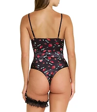 HONEYDEW Garden Of Eden Floral Silky Lace V-Neck Sleeveless Bodysuit & Garter Set